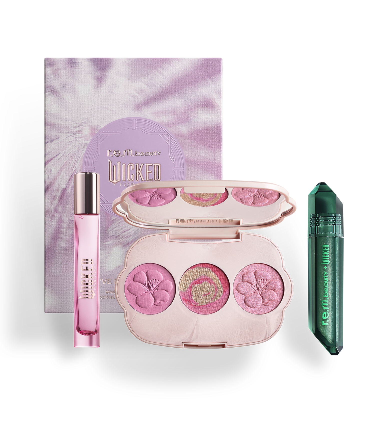 r.e.m. beauty x Wicked: For Good you've been glinda-fied! fragrance & makeup set