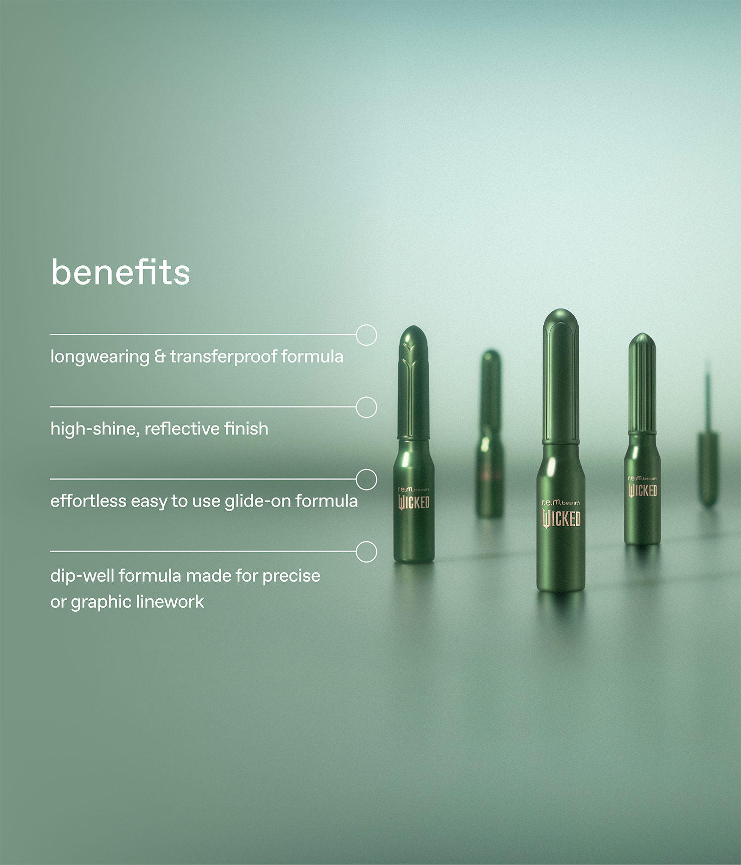 r.e.m. beauty x Wicked: For Good Emerald City Metallic Eyeliner Set - 图片 5