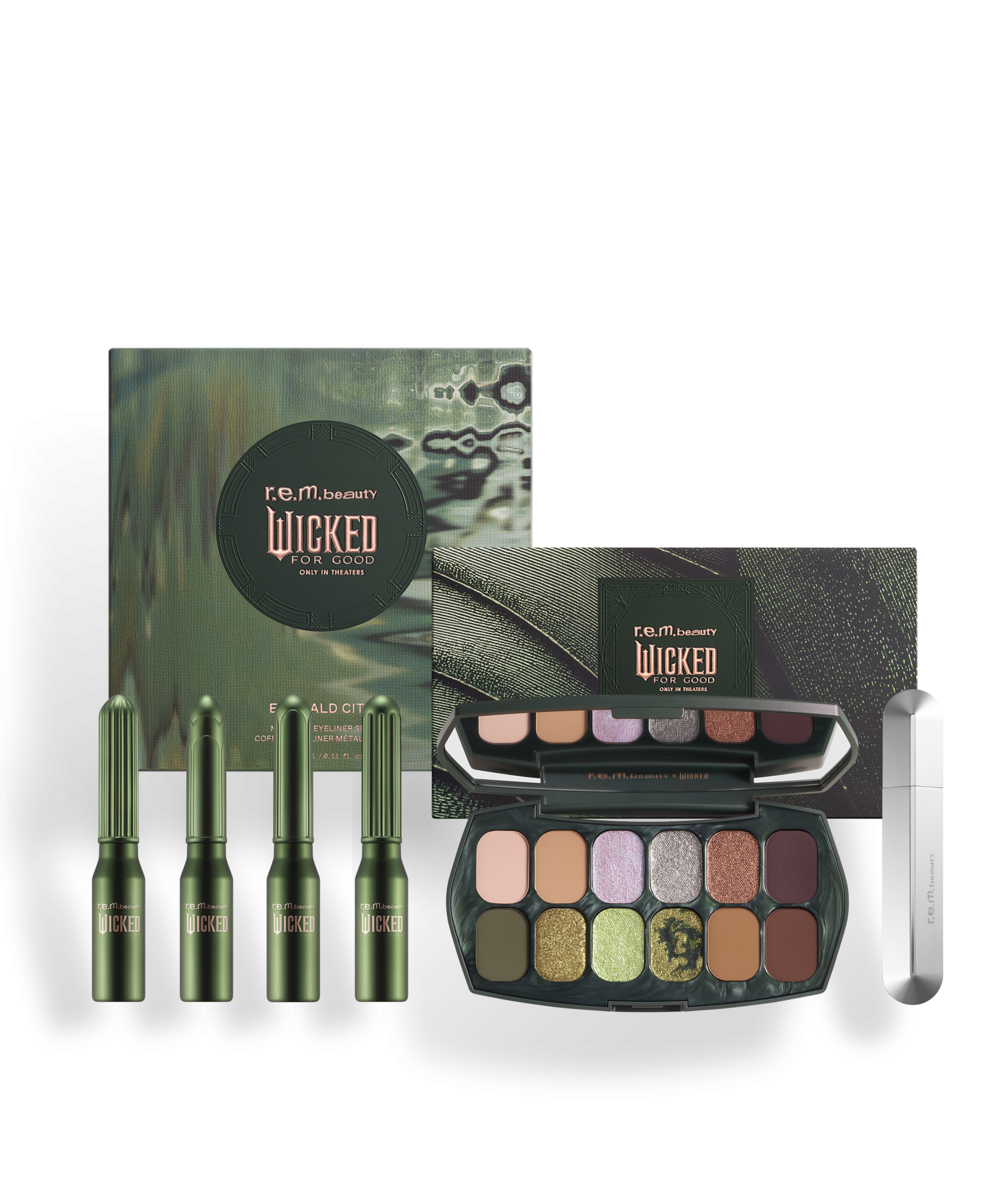 r.e.m. beauty x Wicked: For Good welcome to oz eyeshadow & eyeliner set